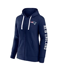 Women's Fanatics Heather Navy New England Patriots Plus City Ties Full-Zip Hoodie