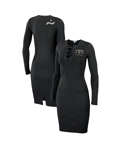 Women's Wear by Erin Andrews Black Vegas Golden Knights Lace-Up Dress