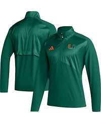 Men's adidas Green Miami Hurricanes Sideline Aeroready Raglan Sleeve Quarter-Zip Jacket