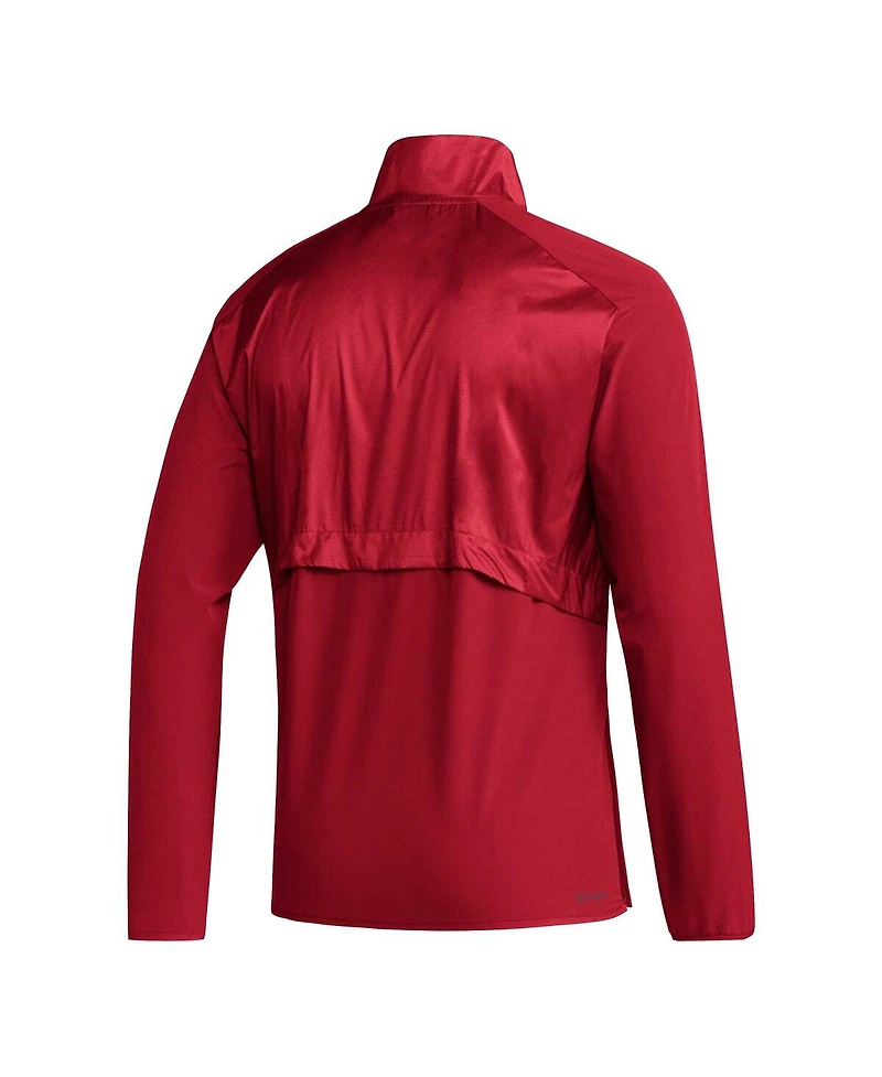 Men's adidas Scarlet Nebraska Huskers Sideline Aeroready Raglan Sleeve Quarter-Zip Jacket