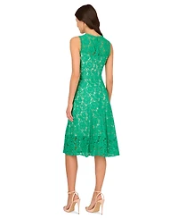 Adrianna Papell Women's Sleeveless Lace Midi Dress