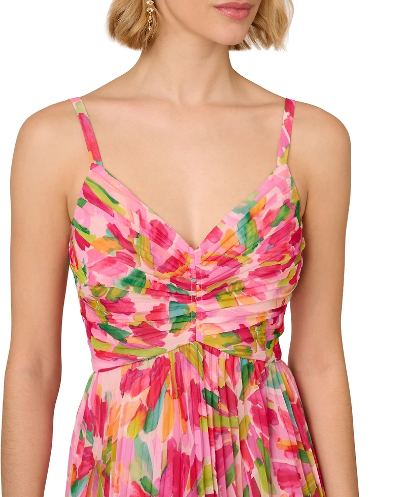 Adrianna Papell Women's Floral-Print Pleated Midi Dress