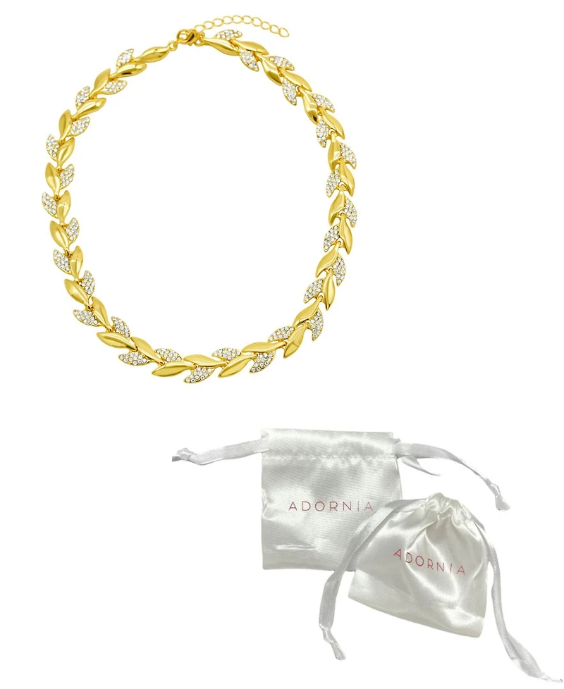 Adornia 14K Gold-Plated Crystal Leaf Necklace