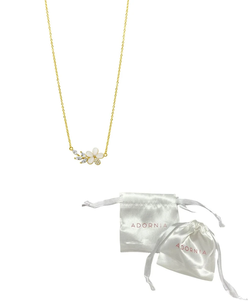 Adornia 14K Gold-Plated Crystal Flower Branch Leaf Necklace