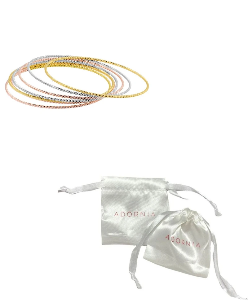 Adornia 14K Gold-Plated Tri-Color Skinny 7-Piece Bangle Set