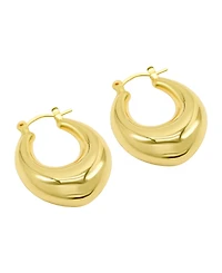 Adornia 14K Gold-Plated Domed Oval Hoop Earrings