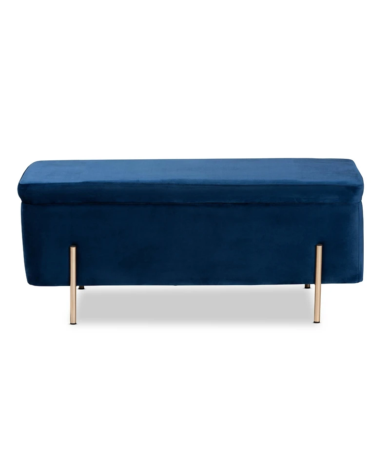 Baxton Studio Rockwell Contemporary Glam and Luxe Velvet Fabric Upholstered and Finished Metal Storage Bench