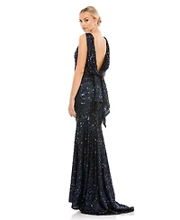 Women's Ieena Sequined Sleeveless Draped Cowl Back Gown