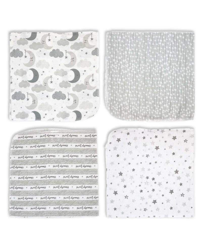 Tendertyme Baby Boys or Girls Sweet Dreams Receiving Blankets, Pack of 4