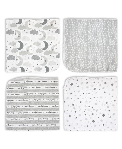Tendertyme Baby Boys or Girls Sweet Dreams Receiving Blankets, Pack of 4