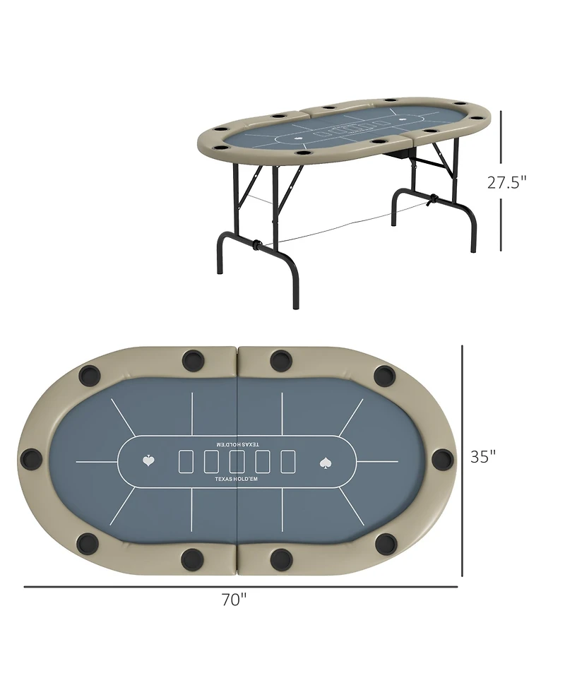 Soozier 70" Foldable Poker Table, 8 Player jack Game Table,