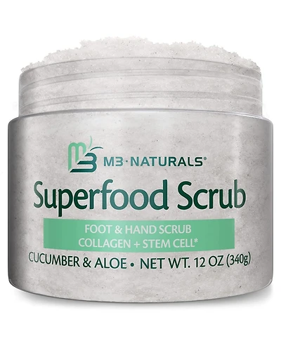M3 Superfood Exfoliating Body Scrub & Face Scrub Organic Aloe Collagen Shea Butter Stem Cell Cellulite Remover & Stretch Mark Remover Sugar Scrub Body
