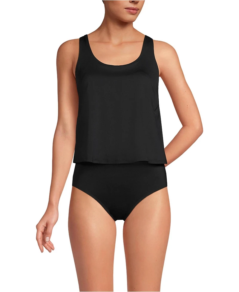 Lands' End Women's Scoop Neck One Piece Fauxkini Swimsuit