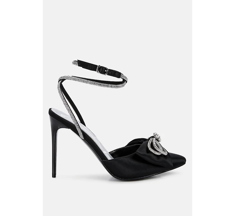 Winged High Heel Rhinestone Embellished Sandals