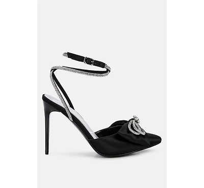 Winged High Heel Rhinestone Embellished Sandals