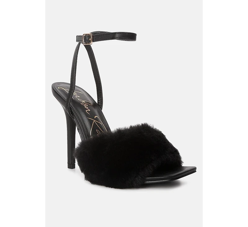 tarantino faux fur stiletto sandals