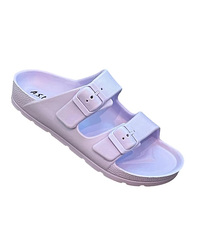 Andrew By Stevens Comfort Slides Double Buckle Adjustable Scooby Flat Sandals