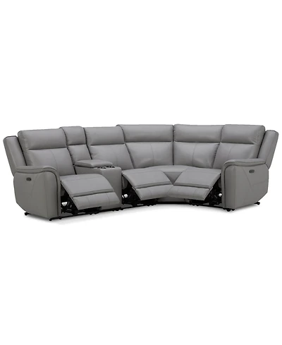 Addyson 117" 5-Pc. Leather Sectional with 3 Zero Gravity Recliners Power Headrests, Created for Macy's