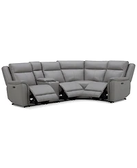 Addyson 117" 5-Pc. Leather Sectional with 3 Zero Gravity Recliners Power Headrests, Created for Macy's