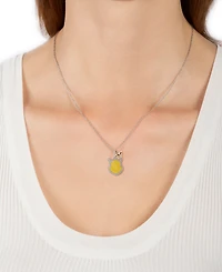 Disney Wonder Fine Jewelry Diamond & Enamel Winnie the Pooh & Honeybee 18" Pendant Necklace (1/6 ct. t.w.) in Sterling Silver