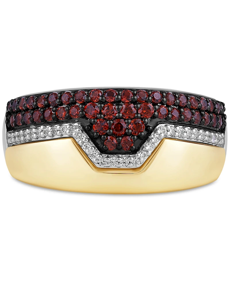 Marvel Wonder Fine Jewelry Garnet (3/4 ct. t.w.) & Diamond (1/10 Ironman Ring Sterling Silver Gold-Plate