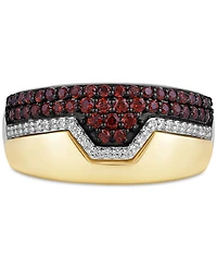 Marvel Wonder Fine Jewelry Garnet (3/4 ct. t.w.) & Diamond (1/10 Ironman Ring Sterling Silver Gold-Plate