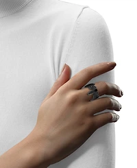 Marvel Wonder Fine Jewelry Onyx & Diamond (1/10 ct. t.w.) Venom Spiderman Ring in Black Rhodium-Plated Sterling Silver