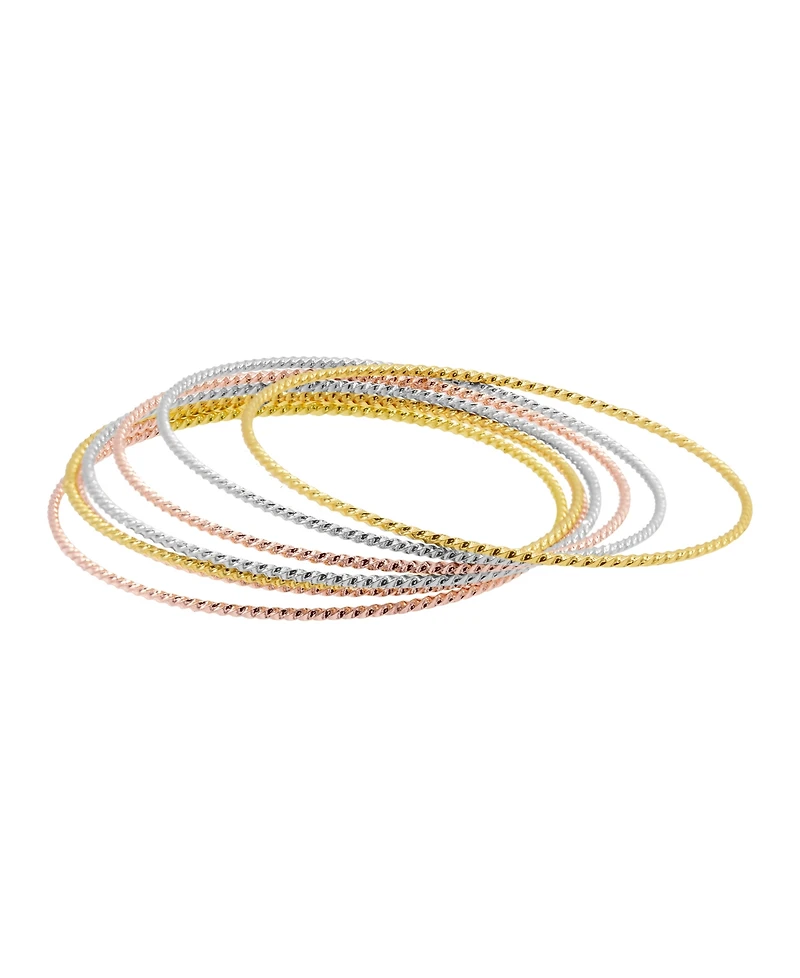 Adornia 14K Gold-Plated Tri-Color Skinny 7-Piece Bangle Set