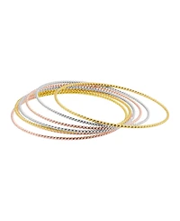 Adornia 14K Gold-Plated Tri-Color Skinny 7-Piece Bangle Set