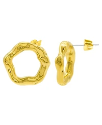 Adornia Tarnish Resistant 14K Gold-Plated Hammered Open Circle Earrings
