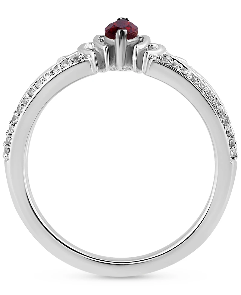 Marvel Wonder Fine Jewelry Garnet (1/4ct. t.w.) Sapphire (1/20 ct. t.w.) & Diamond (1/6 ct. t.w.) Spiderman Ring in Sterling Silver