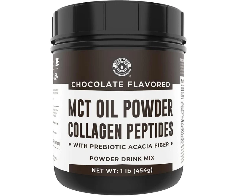 16oz Chocolate Keto Mct Powder + Collagen + Prebiotic Acacia Fiber. Mct Creamer. Mct Oil Powder from Coconuts. Mct Collagen Powder, Grass Fed, Perfect