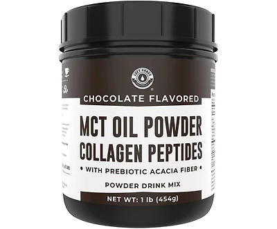16oz Chocolate Keto Mct Powder + Collagen + Prebiotic Acacia Fiber. Mct Creamer. Mct Oil Powder from Coconuts. Mct Collagen Powder, Grass Fed, Perfect