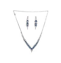 Sohi Women's Blue Embellished Stone Necklace And Earrings (Set Of 2)