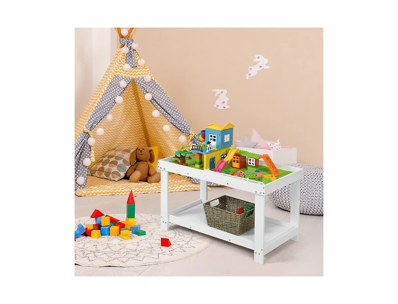 Slickblue Kids Solid Multifunctional Wood Activity Play Table
