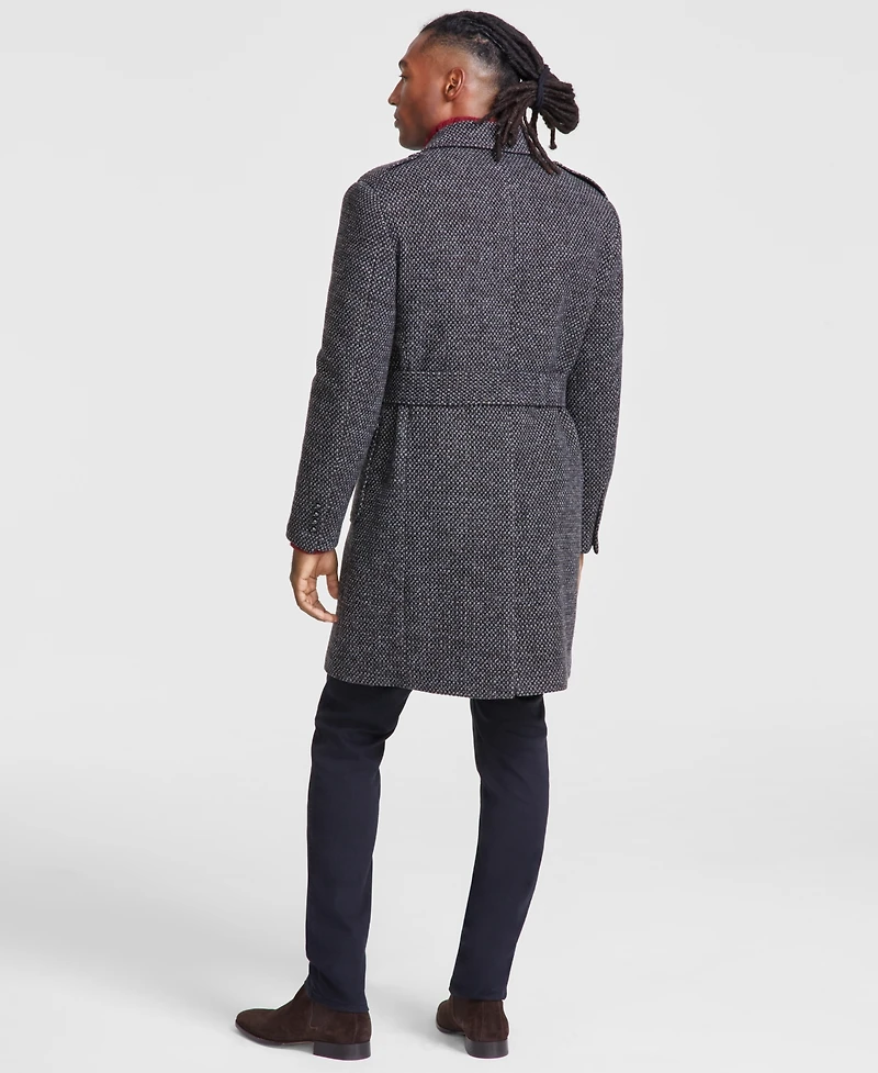 Tayion Collection Men's Classic-Fit Birdseye Grey Overcoat