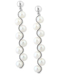 Effy Freshwater Pearl Linear Drop Earrings in Sterling Silver