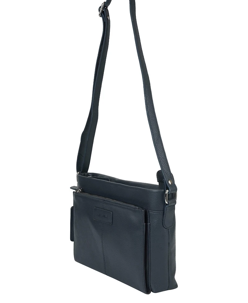 Mancini Pebble Loretta Leather Crossbody Handbag with Organizer