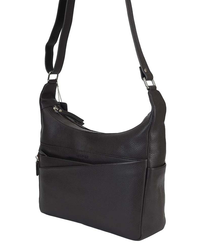 Mancini Pebble June Leather Crossbody Handbag