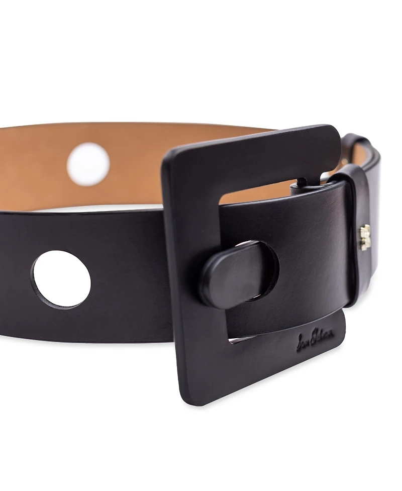 Sam Edelman Women's Perforated Leather Belt with Leather Covered Buckle