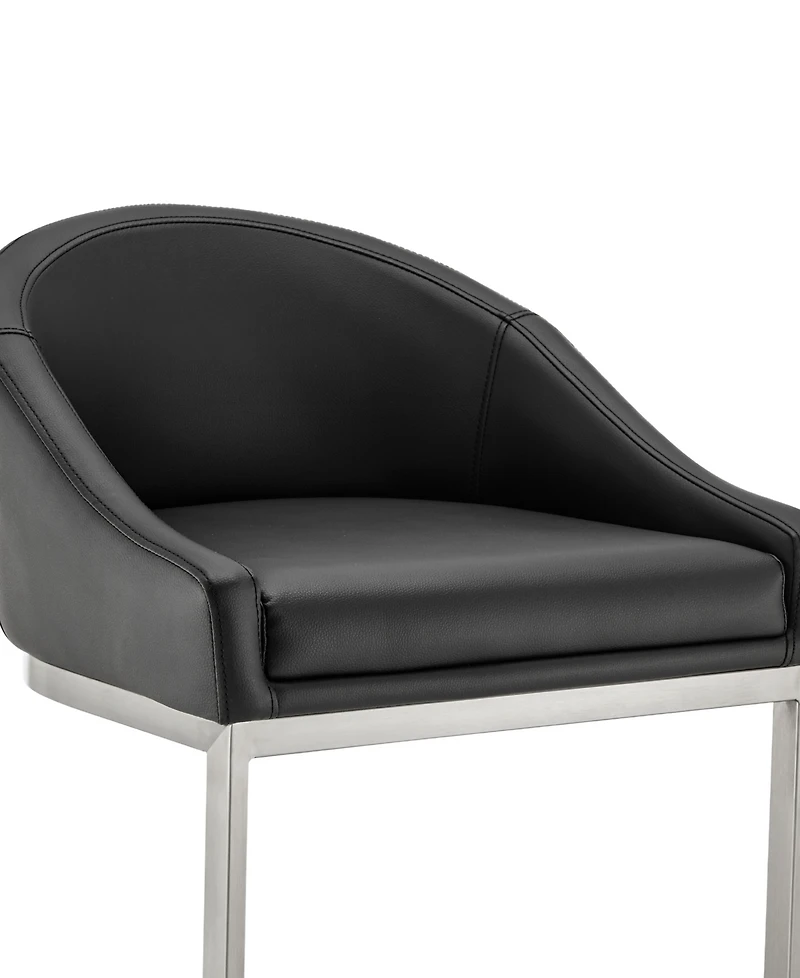 Armen Living Katherine 30" Bar Stool in Brushed Stainless Steel with Faux Leather