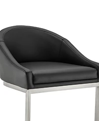 Armen Living Katherine 30" Bar Stool in Brushed Stainless Steel with Faux Leather