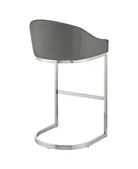 Armen Living Katherine 26" Counter Stool in Brushed Stainless Steel with Faux Leather