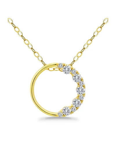Giani Bernini Cubic Zirconia Circle Pendant Necklace in Sterling Silver, 16" + 2" extender, Created for Macy's