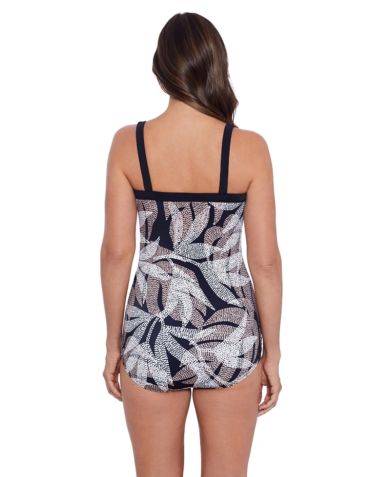 ShapeSolver by Mimi Flamingo Women's Bandeau Sarong One-Piece Swimsuit