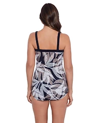 ShapeSolver by Mimi Flamingo Women's Bandeau Sarong One-Piece Swimsuit