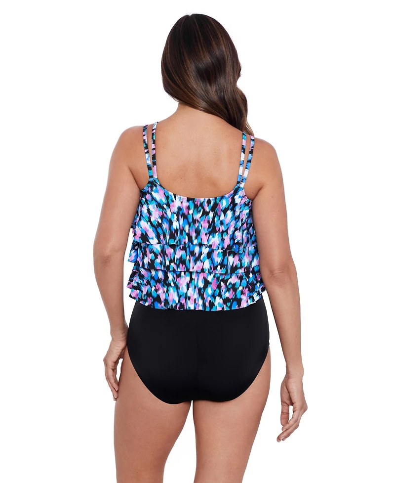 ShapeSolver by Mimi Flamingo Women's Triple Tier Fauxkini One-Piece Swimsuit