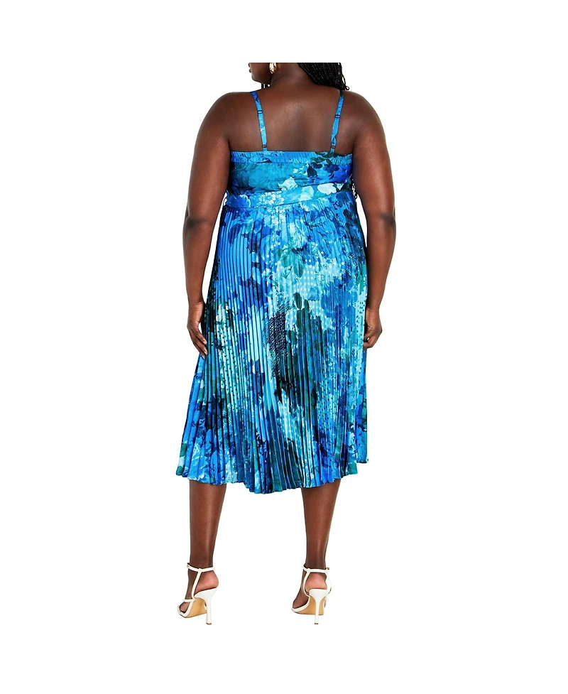 City Chic Women's Jayda Pleat Print Midi Dress