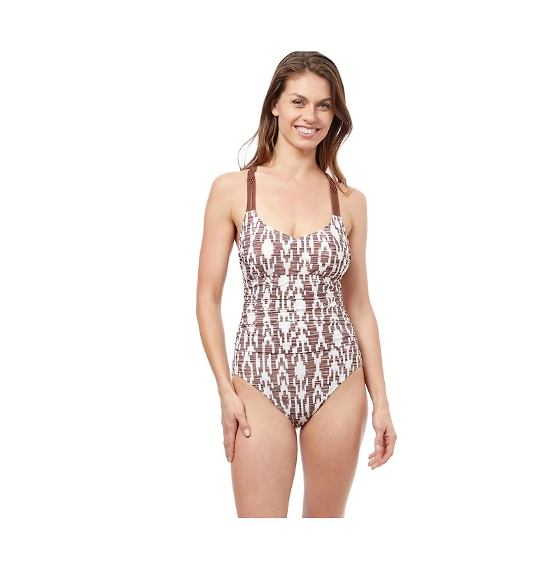 Profile by Gottex Women's Iota Cross Round Neck Back one piece swimsuit