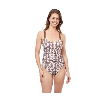 Profile by Gottex Women's Iota Cross Round Neck Back one piece swimsuit